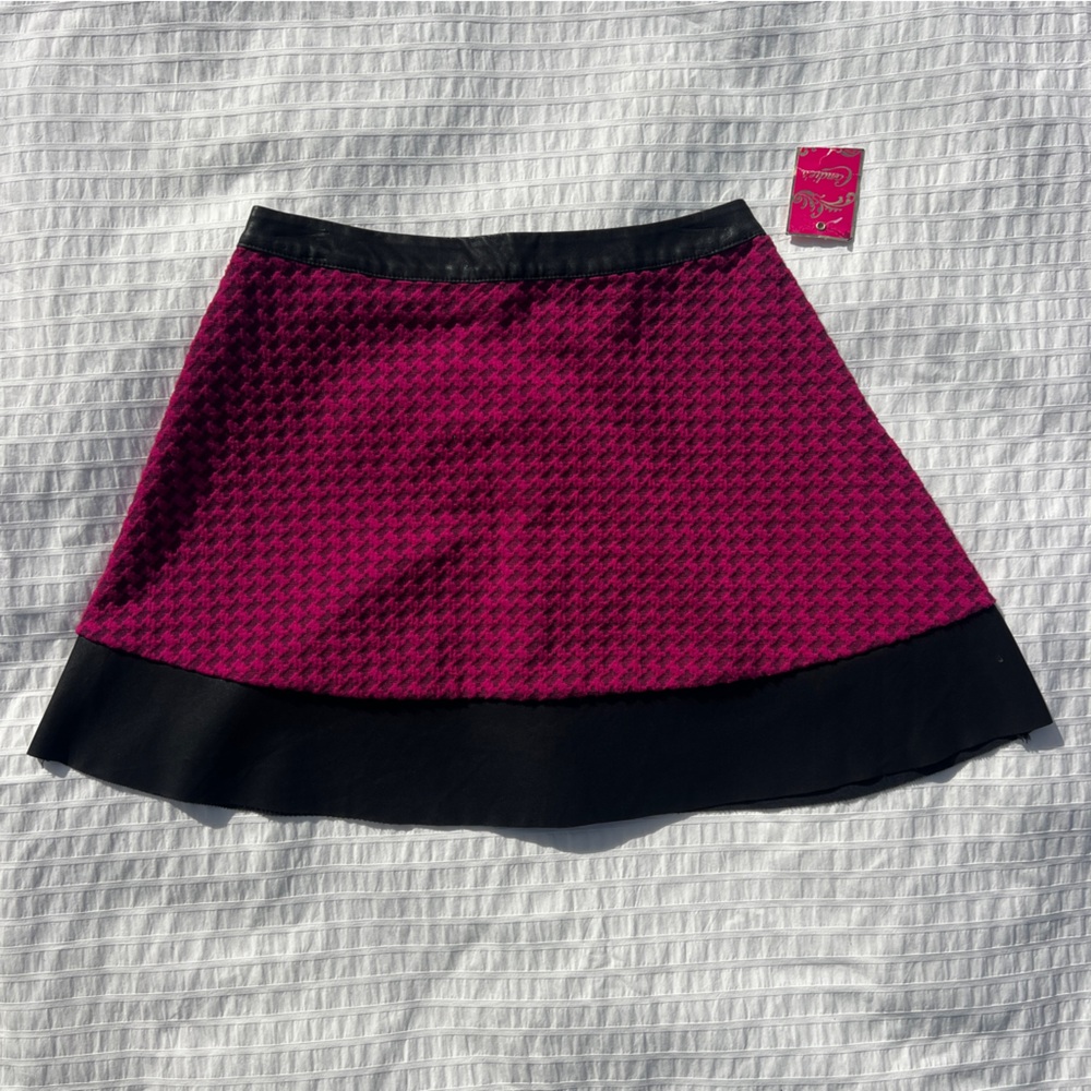 NWT Candie's Boysenberry Pink and Faux Leather A-Line Mini Skirt, 7